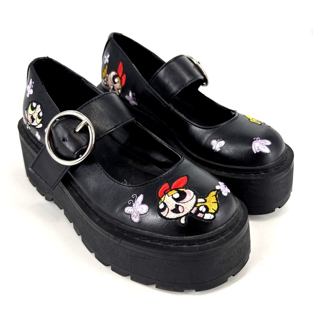 Dolls Kill Power Puff Girls Power Play Mary Janes Size 5 Platform Shoes Black